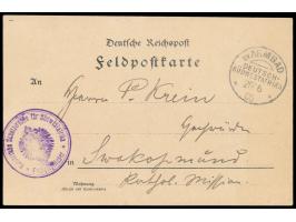 Stempel  Warmbad  20.6.05 und seltenes Dienstsiegel  Feldgeistlicher  (Adlerstempel) auf Feldpost-Vordruckkarte nach Swakopmu