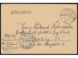 Stempel  Kuis  15.8.05, verwendet in  Kub,  auf Feldpost-Vordruckkarte (Vogenbeck FPK 19) nach Berlin, geschrieben in  Persip