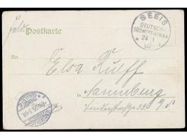 Stempel  Seeis  24.8.05 auf farbiger Ansichtskarte "Missionshaus und Kirche in Omaruru", Verlag Franz Spenker, Hbg., Feldpost