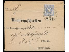 10 Kr. (Ausgabe 1883) auf  Nachfrageschreiben  (gefaltet), Stempel  Josefstadt Wien  7.7.84, nach Pest
