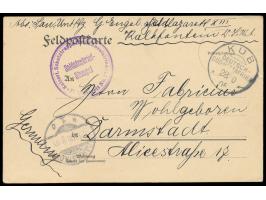 Stempel  Kub  28.10.05 und seltener Briefstempel  Feldlazarett No. 13  auf Feldpost-Vordruckkarte nach Darmstadt, geschrieben