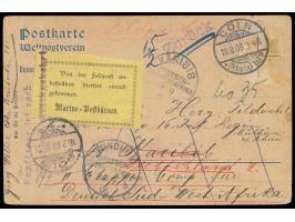 Feldpostkarte mit Stempel  Cöln (Rhein) 10  18.8.06 nach Karibib, Ankunftstempel Karibib 19.9.06 und Windhuk b 24.9.06, gelbe