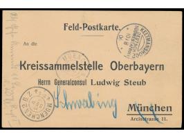 Liebesgaben-Feldpostkarte  an die  Kreissammelstelle Oberbayern ... München,  Vogenbeck LFPK 6, Stempel  Keetmanshoop  10.8.0