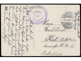 Gitterstempel  Swakopmund  18.9.06 und seltener Briefstempel  I. Scheinwerfer-Abteilung  auf Ansichtskarte "Weiber des Herero