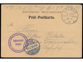 Stempel  Ukamas  24.11.06 und seltener Briefstempel  1. Etappenkompagnie  auf Feldpost-Vordruckkarte (Vogenbeck FKP 3), gesch
