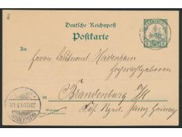 Ganzsache 5 Pf. mit Stempel  Kribi   25.11.01 nach Brandenburg (Havel), geschrieben in  Jaunde  am 4.11.1901 von Leutnant  Ku