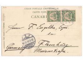 Stempel Deutsche Seepost  Linie Hamburg - Westafrika XXXII.  23.6.05,  Dampfer Lucie Woermann,  Ansichtskarte Gran Canaria mi