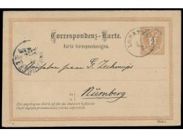 seltene Ganzsachen-Doppelkarte 2 Kr. "Doppeladler" mit Zierumrandung (Ausgabe 1890), Stempel  Lopatyn  27.2., Ankunftstempel 