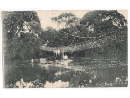 Ansichtskarte  Hängebrücke über dem Nünfluß,  Verlag Groß-Farm u. Faktorei-Betrieb, Kamerun-Hochland, G.m.b.H., Frankatur 5 P