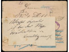 Brief mit Stempel &nbsp;Teplitz &nbsp;1891 &nbsp;nach New York bei Vietz &nbsp;(Reg. Bez. Frankfurt / Oder), irrtümlich nach 
