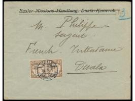 Britische Besetzung: &nbsp;C.E.F. 1/2 d. &nbsp;auf 3 Pf. Schiffsausgabe im waagerechtem Paar auf umschlag der Baseler Mission