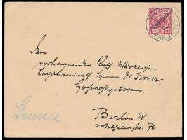 10 Pf. mit diagonalem Aufdruck auf Brief mit Stempel &nbsp;Yap &nbsp;27.9.00 nach Berlin, rückseitig Dienstsiegel &nbsp;Kaise