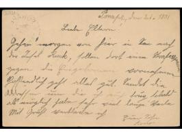 Ganzsache 10 Pf. mit Stempel  Ponape  20.12.00 nach Deutschland, geschrieben in Ponape am 2.1.1901 von Arno Huck, Ankunftstem