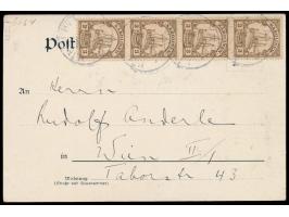 4 x 3 Pf. mit Stempel Yap 5.5.06 auf Zweibild-Ansichtskarte "Gruss aus Yap" als Drucksache nach Wien