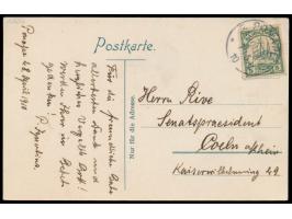 Ansichtskarte "Lap en Not. Ein hervorragender kathol. Häuptling mit Frau.", Frankatur 5 Pf., Stempel  Ponape  7.5.10, nach Kö