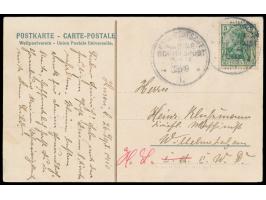 Stempel  MSP No. 8  26.9.10,  S.M.S. Cormoran,  während einer Rundreise im deutschen Schutzgebiet in Kusaie, zwei etwas verwa