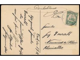 Stempel  Truk  7.7.12 auf Ansichtskarte  Ponape - Teilansicht der Kolonie,  Frankatur 5 Pf. (kleiner Fleck), nach Neuwied, Ab