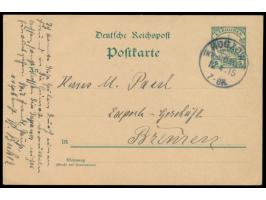 Kriegspost, &nbsp;Ganzsache 5 Pf., geschrieben &nbsp;&quot;Truk, Ost-Karolinen, den 31. Jan. 1915&quot; , adressiert nach Bre