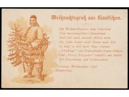 Tsintau, Weihnachten 1898:  Karte im Postkartenformat mit gedrucktem Weihnachtsgruss in Versform und Abbildung eines Chinesen