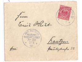 Stempel MSP No. 39 27.5.00, S.M.S. Hertha während der Liegezeit in Tsingtau, zwei Abschläge auf Brief mit Dt. Reich 10 Pf. na