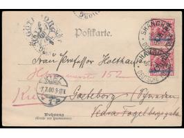 Aushilfsausgabe &nbsp;5 Pfg. auf 10 Pf. im senkrechten Paar (angetrennt), obere Marke Type 1, untere Marke Type 2, auf Foto-A