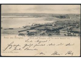 Ansichtskarte  Blick auf Tsingtau von der Salut Batterie aus,  Verlag Otto Rose, Tsingtau, Stempel  MSP No. 39  25.2.01, S.M.