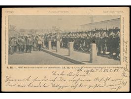 Stempel  Tsingtau  20.6.01 und violetter Briefstempel  Kaiserliche Marine / Kommando des I. Seebataillons  auf Ansichtskarte 