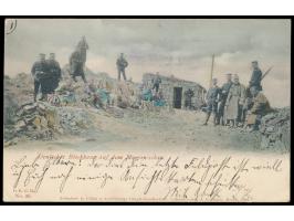kolorierte Ansichtskarte  Deutsches Blockhaus auf dem Ma-gan-schan,  Verlag Goldiner, Berlin, als Feldpost nach Deutschland, 