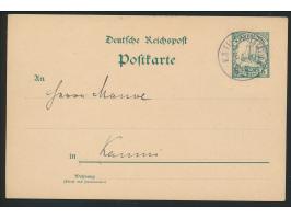 Stempel  K. D. Feld-Poststation No. 1  6.1.(1902), aushilfsweise verwendet bei der Postagentur   Kaumi,  jeweils auf Kiautsch