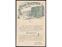 Privatganzsache 3 H. (Torbogenmuster) als Drucksachenkarte mit rückseitigem Bild  "L Seiler´s Hotel Kronprinz Wien II, Asperg