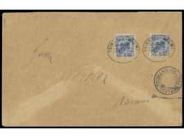 2 x Bahnpoststempel  Tsingtau - Kaumi  Zug 2 10.3.02 und Nebenstempel  Tschiangling DP  auf Brief mit 2 x 20 Pf. "China" Stei