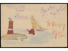 Ganzsache 5 Pf. mit rückseitig hektografiertem &nbsp;Bildzudruck &nbsp;&quot;Tsingtauer Missions Bazar&quot; mit Abb. Leuchtt