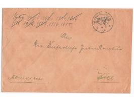 Stempel  MSP No. 43  4.5.04,  S.M.S. Fürst Bismarck,  während der Liegezeit in  Tsingtau,  Dienstbrief "Marinesache" mit rück
