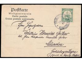 Ansichtskarte "Gruss aus Tsingtau - Ein Landungsmanöver" , Verlag Max Grill, Tsingtau, Frankatur 5 Pf., Stempel Tsingtau 24.5