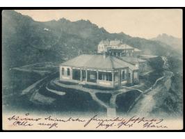 Ansichtskarte  Genesungsheim im Lauschan,  Verlag von E. Wagner, Tsingtau, Frankatur 2 C. (Tintenflecke), Gitterstempel Tsing