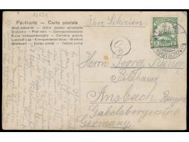 Foto-Ansichtskarte  Blick auf Die Bucht von der Kaserne aus,  im Hintergrund "Neues Gouverneurhaus im Bau", Frankatur 2 C. , 