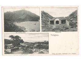 Dreibild-Ansichtskarte Tsingtau: "Tai-tsching-gung / Irenebaude / Cap Jaeschke" , Verlag von Sietas, Plambeck &amp; Co., Tsin