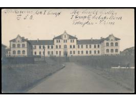 Foto-Ansichtskarte, handschriftlich beschriftet  "Kaserne der I. Comp. III. S.B." , seltene  Privataufnahme,  Frankatur 2 C.,