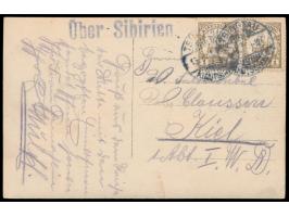 Foto-AK Gruppenausflug von uniformierten Angehörigen des Gouvernement Kiautschou (entsprechende Mützenbänder), seltene  Priva