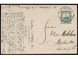 Foto-Ansichtskarte (Privataufnahme) einer Musikergruppe, Frankatur 2 C., Gitterstempel  Tsingtau c  2.10.11, nach Berlin, Abs