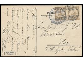 2 x 1 C. auf Ansichtskarte  Tsingtau - Seemannshaus,  Verlag Adolf Haupt, Tsingtau, Gitterstempel Tsingtau c 27.11.11, Ortska