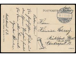 2 C. bildseitig auf Ansichtskarte  Tsingtau - Irenestr.,  Verlag Max Grill, Gitterstempel Tsingtau c 30.3.12, nach Mühlfort b