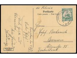 Ansichtskarte  Tsingtau - Kiautschou-Straße,  Verlag Adolf Haupt, Tsingtau, Frankatur 2 C., Stempel  Tsingtau-Gr.Hafen  5.6.1