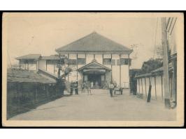 Matsuyama,  Ansichtskarte  Eingang des Kriegsgefangenenlagers  nach Hamburg,  Lagerstempel und Leitstempel Doitsu-Koku in vio