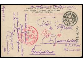 Nagoya, &nbsp;japanische Ansichtskarte nach Baumholder, Lagerstempel und Leitstempel Doitsu (Seitz Typ b) und Han Saijo, SdPd