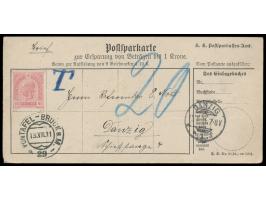 Postparkarte  10 H. (Druckjahr 1904) mit handschriftlichem Zusatz "Brief" nach Danzig, Aufgabestempel  Bahnpost Pontafel - Br