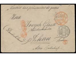 Osaka, Brief aus dem Lager nach Deutschland, runder Lagerstempel (Type I), Einzelstempel Kenetsuzumi (Type I), Han Goto und K