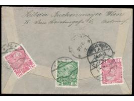 5 H. und 2 x 10 H. rückseitig auf Brief mit Stempel Wien 15.1.12  nach Nimule in Uganda,  Durchgangsstempel Shellal - Halfa T