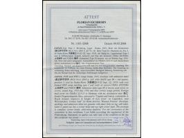 Osaka, &nbsp;Briefumschlag mit gezähntem &nbsp;Klebezettel mit rechteckigem Lagersiegel &nbsp;in rot (Seitz Type III) nach De