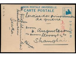 Osaka,  Foto-Ansichtskarte (Gruppenaufnahme von 9 Personen) adressiert nach Shanghai, geschrieben am 10.3.1916, roter  Leitst